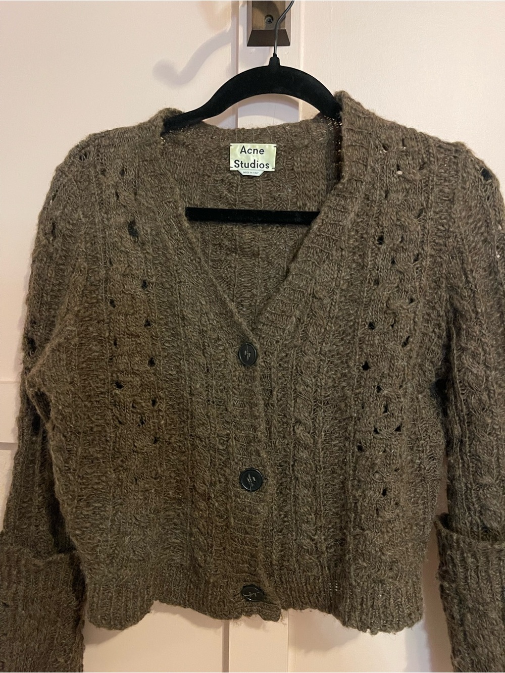 Acne Studios Cable-Knit Button Front Cardigan